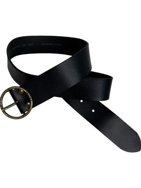 Levi’s Made in Italy Black Leather Circle Buckle Belt